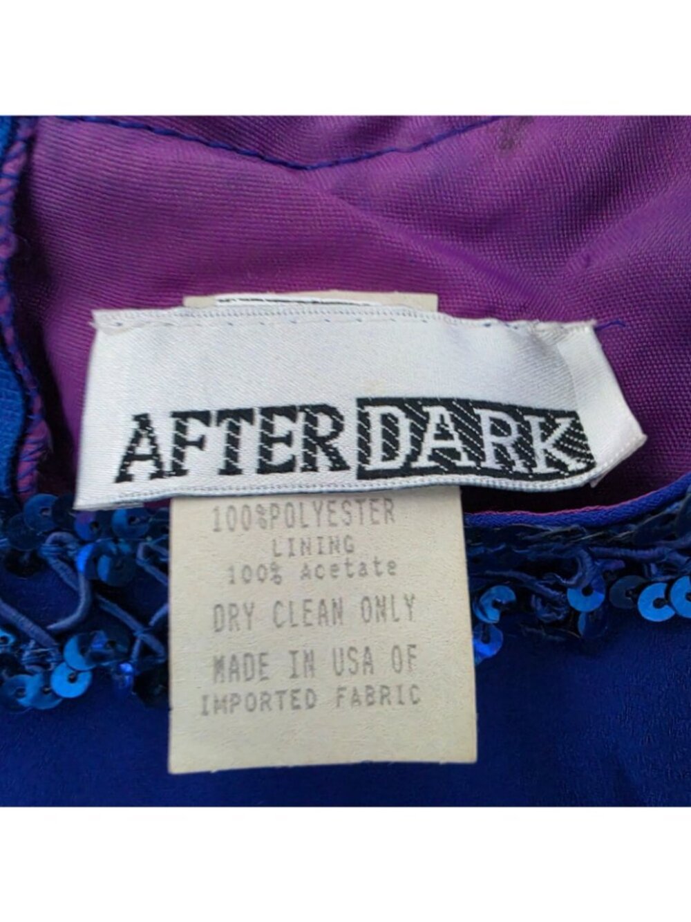 Vintage After Dark Blue Sequin Bow Peplum Dress Womens 11/12 80s 90s Cocktail - Picture 10 of 16